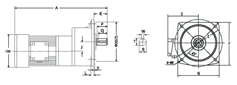 GV立式三相高速比縮框型(剎車)減速馬達齒輪減速電機圖紙