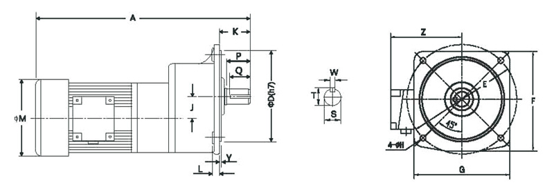 GV立式三相高速比標準型(剎車)減速馬達齒輪減速電機圖紙