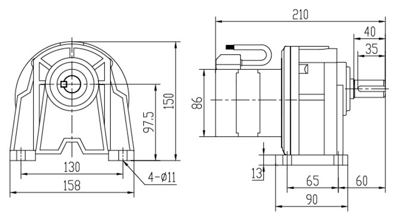 SH22-100W微型永磁減速電機(jī)圖紙