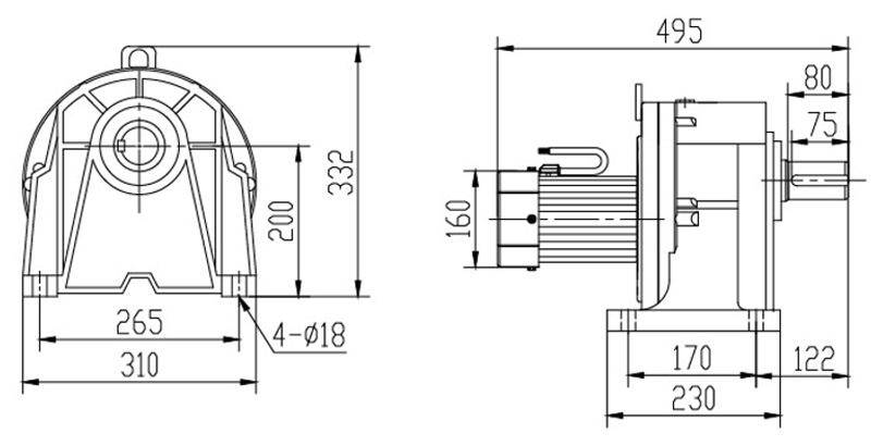 SH50-2200W微型永磁減速電機圖紙