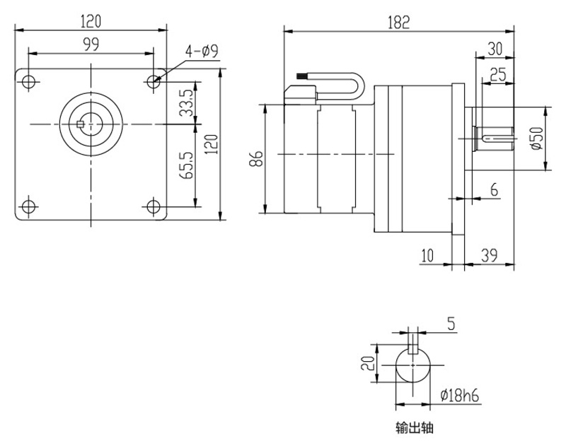 SV18-100W微型永磁減速電機(jī)圖紙