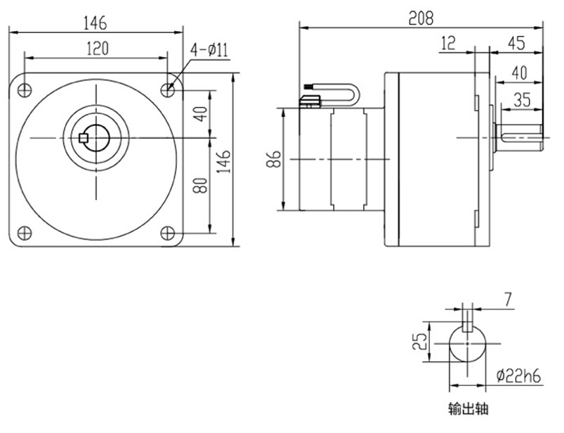 SV18-200W微型永磁減速電機圖紙