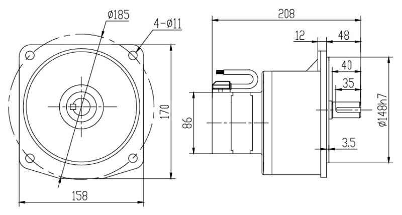 SV22-200W微型永磁減速電機圖紙
