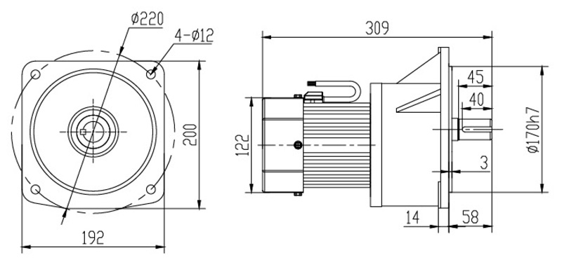 SV28-400W微型永磁減速電機(jī)圖紙