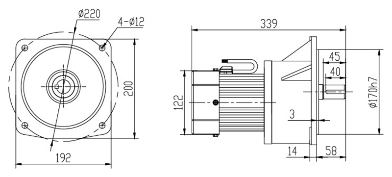 SV28-750W微型永磁減速電機圖紙