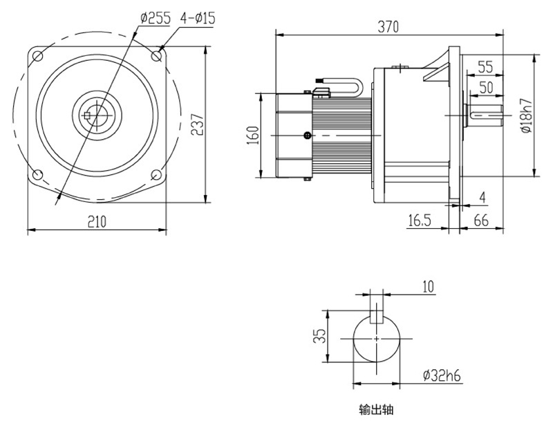 SV32-750W微型永磁減速電機圖紙